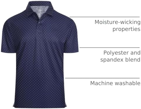 Alex Vando Mens Golf Shirt Moisture Wicking Classic Print Golf Shirts - Image 4
