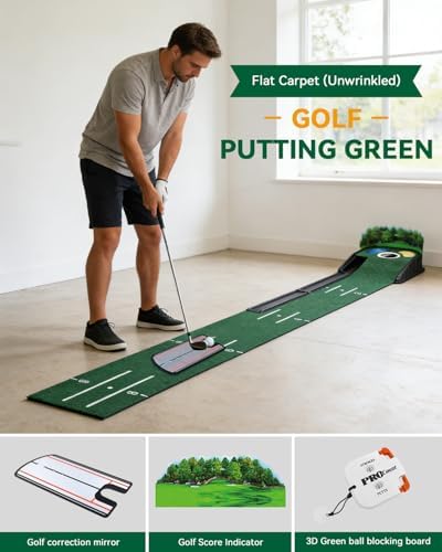 Golf Putting Green Indoor Practice Mat 9ft Set - Image 5
