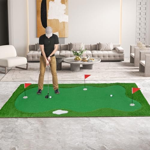 Goplus Golf Putting Green, 10x3.3FT/10x5FT Large Golf Practice Mat w/3 Holes - Image 2