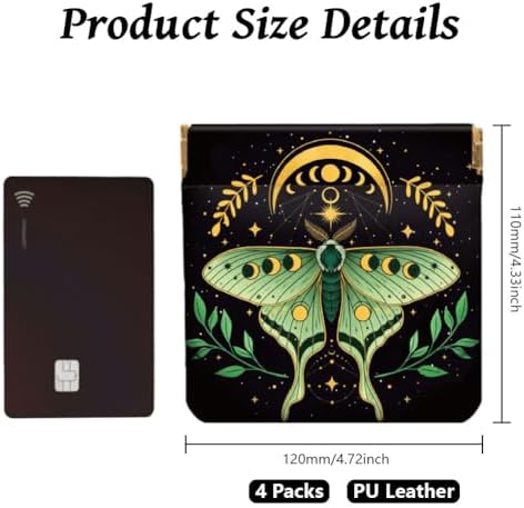 Peacoblue Bohemian moth Coin Purse, PU Leather Squeeze Pouch 4PCS - Image 2