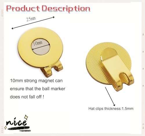 Adhere Golf Hat Clip Golf Ball Marker Holder Magnetic Golf Cap Clips Without - Image 2