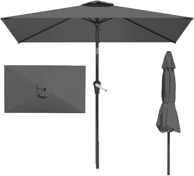 6.5' x 10' Rectangular Patio Umbrella Large Outdoor Market Umbrella w/UV by PatioKingdom
