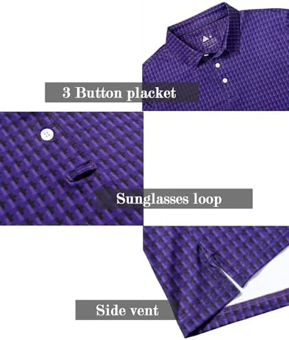 ZITY Men's Golf Shirts Short Sleeve Print Patterns Casual Collared Polo - Image 3