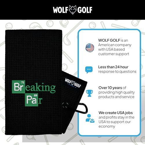 Wolf Breaking Par Embroidered Funny Towel - Image 5