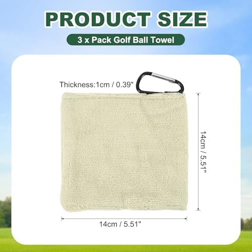 3Pcs Golf Ball Towel 5.5"x5.5" - Image 2