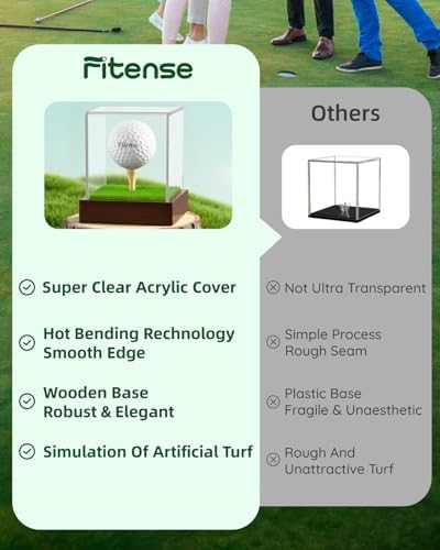 Fitense Single Golf Ball Acrylic Display Cube Wood Base - Image 5