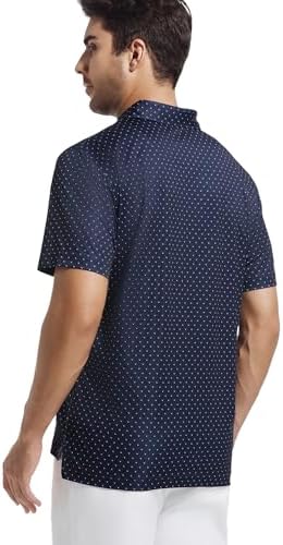 Alex Vando Mens Golf Shirt Moisture Wicking Classic Print Golf Shirts - Image 5