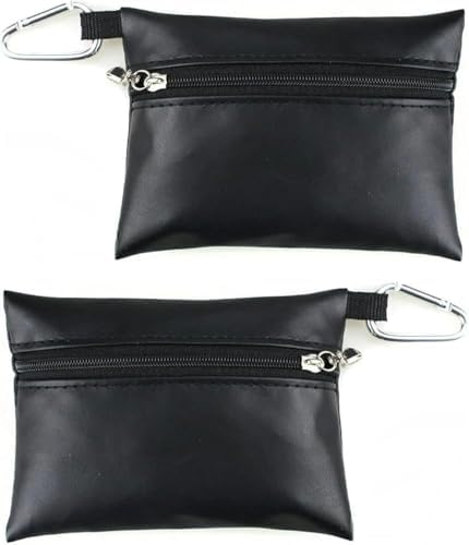 2 Pcs Black Mini Golf Tee Pouch Bag, Golf Ball Tee Storage Bag Leather Golf by Qemixly