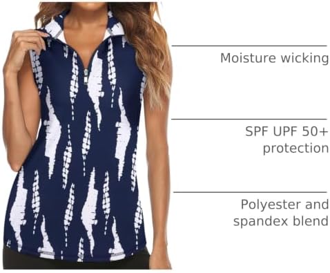 Tanst Sky Women's Sleeveless Golf Polo Shirts Quarter Zip Workout Tank Top - Image 4