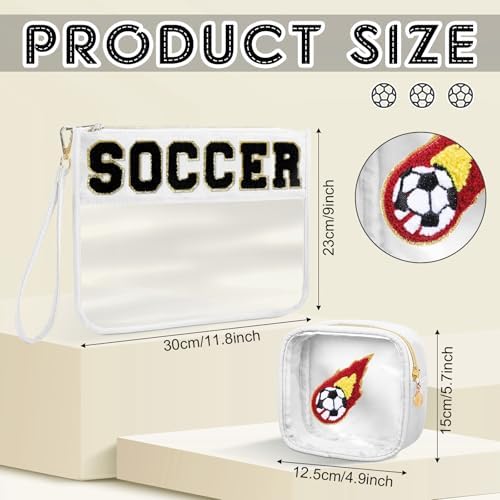 Hillban 2 Pcs Soccer Gifts Girls Accessories Soccer Makeup Cosmetic Bag - Image 2