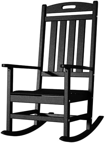 Outdoor Rocking Chair, All-Weather Resistant Poly Lumber Rocker Chair Outdoor by Adiromoti