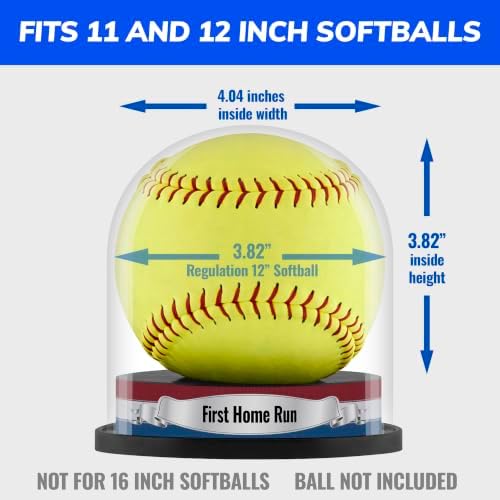 First Home Run Softball Display Case, Trophy Holder, Custom Label - Image 2