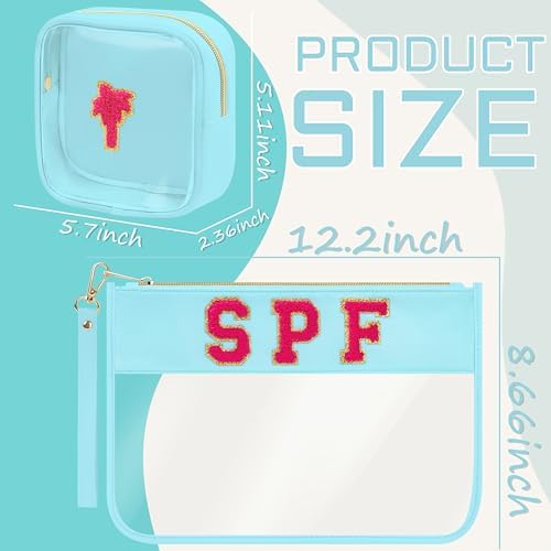BuyCard Preppy Chenille Letter Patch SPF Clear Cosmetic Bag - Image 2