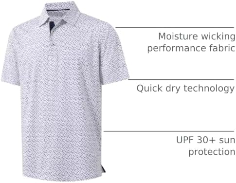 M MAELREG Mens Golf Shirt Short Sleeve Dry Fit Print Moisture Wicking - Image 4