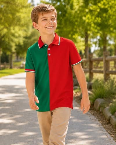 Boys Golf Polo Shirts Short Sleeve Color Contrast 5-14Y - Image 6