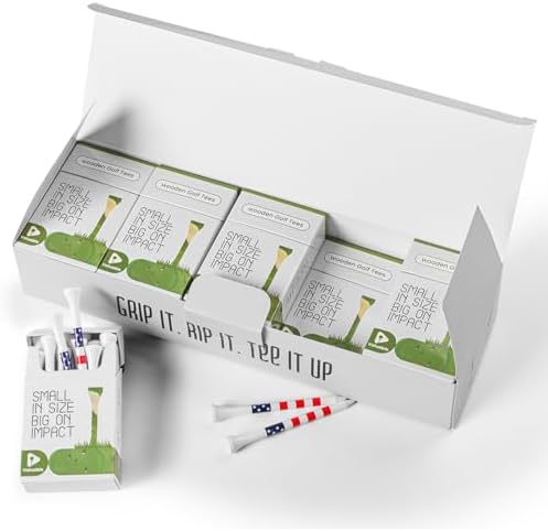 Premium Bamboo Wood Golf Tees Unique Box Design 18-Pack Per Box Value 18/72/180 by FINGERTENSport