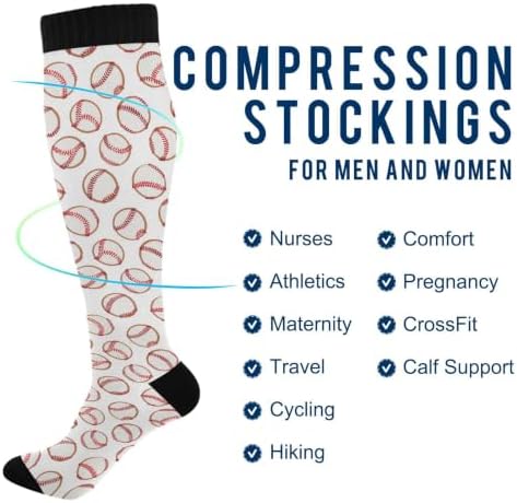 White Baseballs Stitching Compression Sock - Image 5