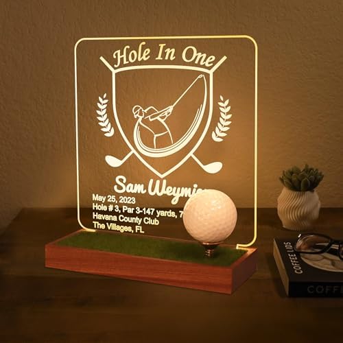 Hole in One Golf Ball Display Case, CoolGift Mart Personalized Light Up Golf - Image 3