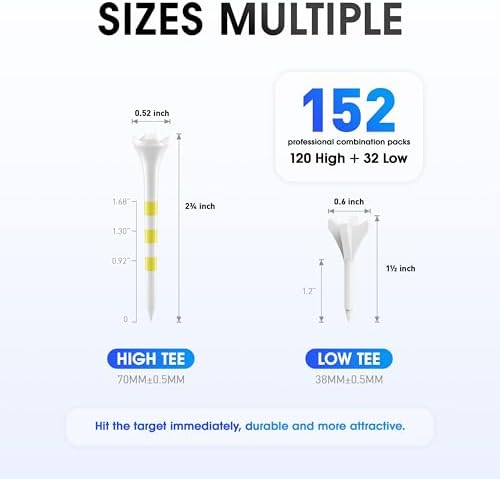WVM Professional Plastic Golf Tees 152 Pack Combo, High & Low Tee Set - Image 2