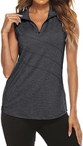 Tanst Sky Women's Sleeveless Golf Polo Shirts Quarter Zip Workout Tank Top by TanstSky