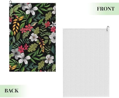 Tropical Floral Golf Towel, Hawaiian Botanical Flower Printed Golf Towel - Image 4