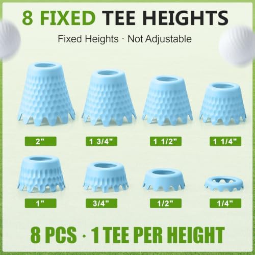 Foilswirl Golf Simulator Tees, 8 Fixed Heights Indoor Golf Mat Tees - Image 2