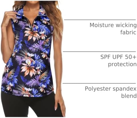 Tanst Sky Women's Sleeveless Golf Polo Shirts Quarter Zip Workout Tank Top - Image 4