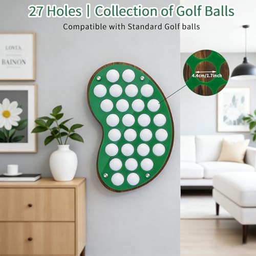 27 Balls Solid Wood Golf Ball Display Wall Mount - Image 2