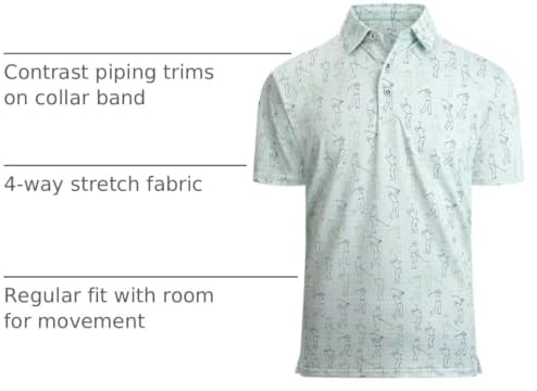 Alex Vando Mens Golf Shirt Moisture Wicking Print Performance Polo Shirt - Image 4