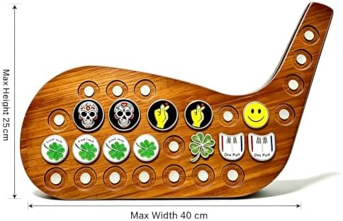 Magnetic Golf Ball Marker Display, Club-Shaped Wooden Holder - Image 2