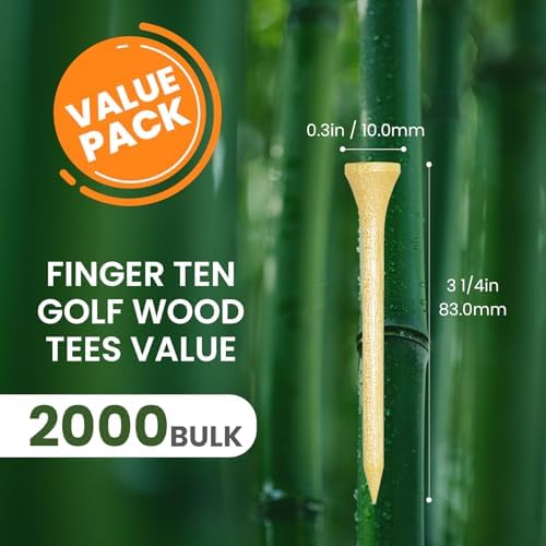 FINGER TEN Golf Tees Wood Bulk - Image 2