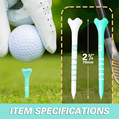 Stable & Durable Plastic Golf Tees 60Pcs Size 2-3/4 Inch or 3-1/4 Inch Packaged - Image 4