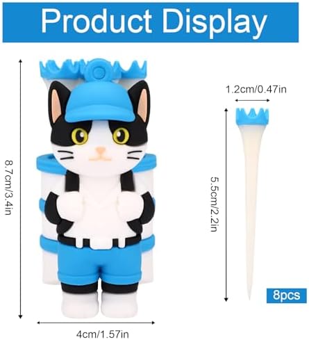 Penitue Caddie Golf Tee Holder, Including 8 Golf Ball Tees Creative Cute Cat - Image 2