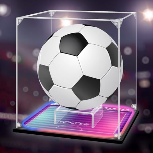 Soccer Ball Display Case with RGB LED, Removable Built-in Soccer Ball Display by Instnovny