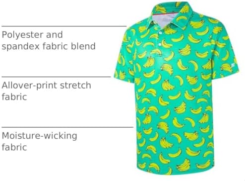 Mens Golf Shirt Short Sleeve Dry Fit Print Moisture Wicking Performance - Image 4