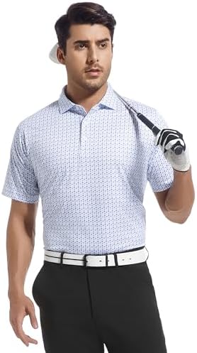 Alex Vando Mens Golf Shirt Moisture Wicking Classic Print Golf Shirts - Image 2