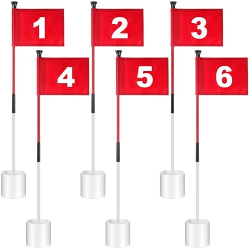 6 Golf Flagstick Set, Putting Green Flags by Lenwen