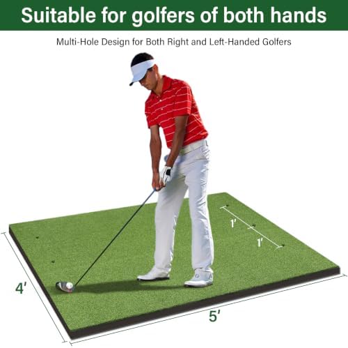 5x4ft Golf Hitting Mat with 10 Balls, 9 Tees - Image 4