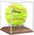 Softball Display Case Walnut Wood Base Acrylic Softball Case Display by Unknown