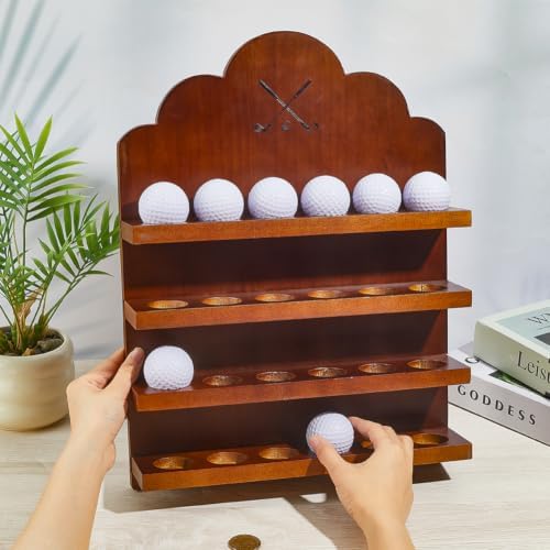 BENECREAT Wood Golf Ball Display Holder, 24 Balls Wall Mounted Golf Rack - Image 3