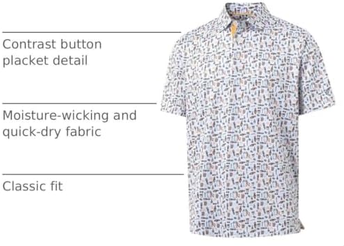 M MAELREG Mens Golf Shirt Short Sleeve Dry Fit Print Moisture Wicking - Image 4