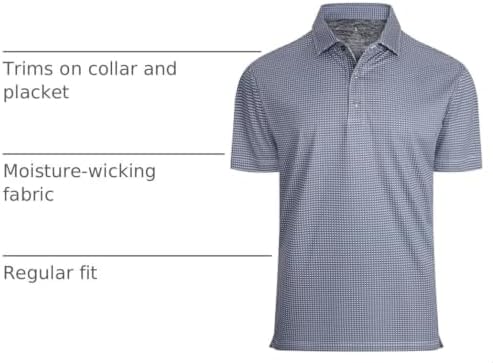Alex Vando Mens Golf Shirt Moisture Wicking Classic Print Golf Shirts - Image 4