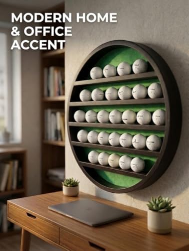 Golf Ball Display Case for 32 Balls – Modern Golf Decor ft. 18” Moon Shelf - Image 5
