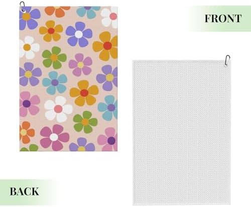 Cute Floral Golf Towel, Funny Colorful Flowers Printed Golf Towel - Image 4