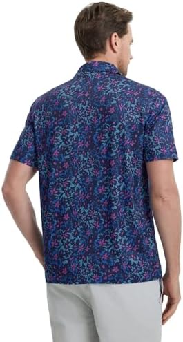 M MAELREG Mens Golf Shirt Short Sleeve Dry Fit Print Moisture Wicking - Image 4