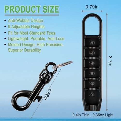 Golf Tee Height Tool, 6 Adjustable Settings, Fits Most Standard Tees - Image 3
