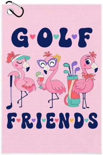 Flamingo Waffle Weave Microfiber Golf Towel by Unknown