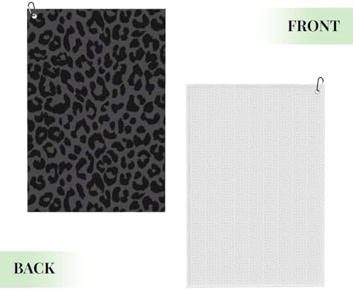Black Leopard Cheetah Golf Towels – Premium Microfiber Waffle Pattern Towel - Image 2