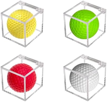 4 PCS Golf Ball Display Case, UV Protected Golf Ball Display Cube, Acrylic Case by VCISPOK