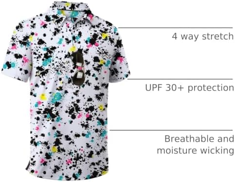 ZITY Men's Golf Shirts Short Sleeve Print Patterns Casual Collared Polo - Image 4